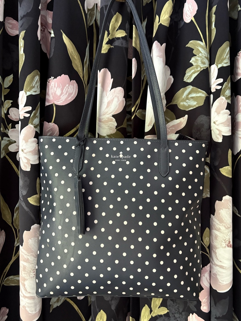 Kate Spade New York Jana Large Tote Bag blazer blue white polka dots